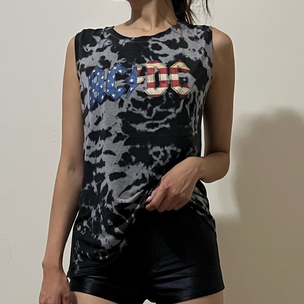 Ac⚡️dc tied die sleeveless shirt